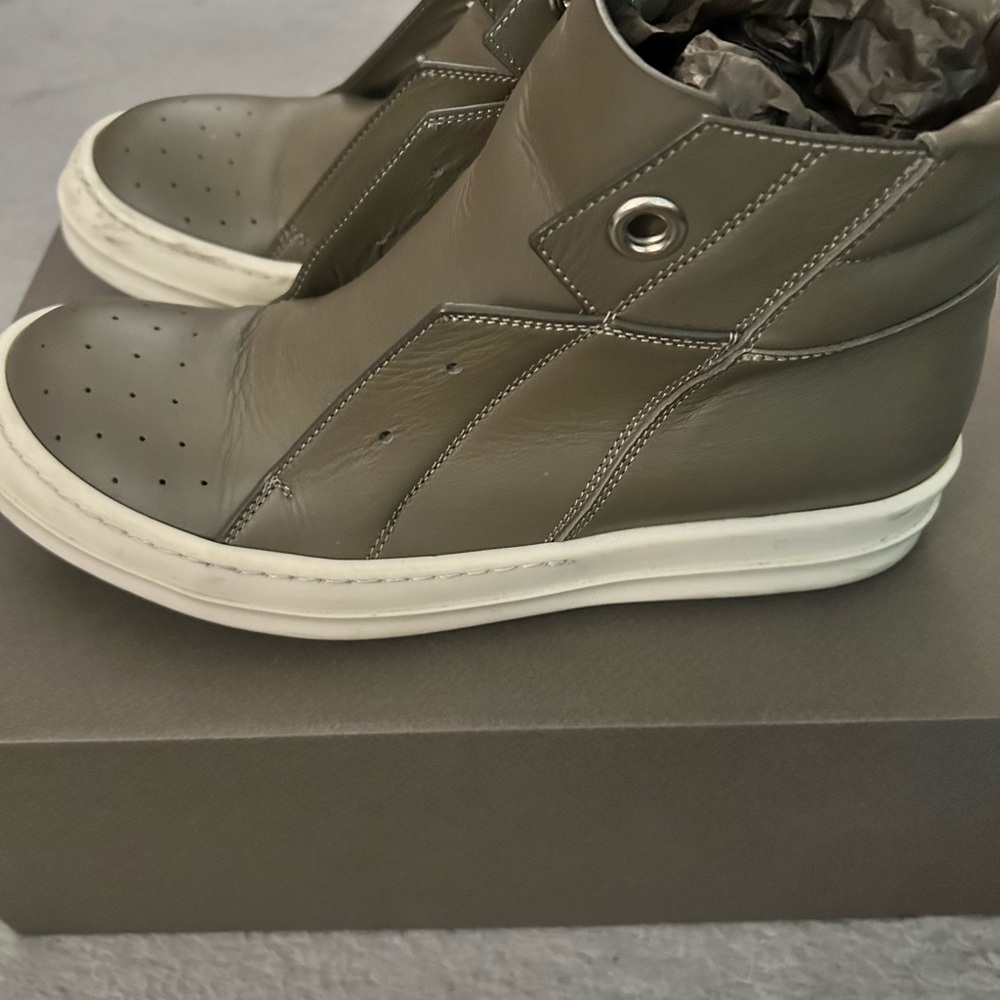 Rick Owens Island Dunk Leather High-Top Sneakers - Sz 38 - Picture 2 of 5